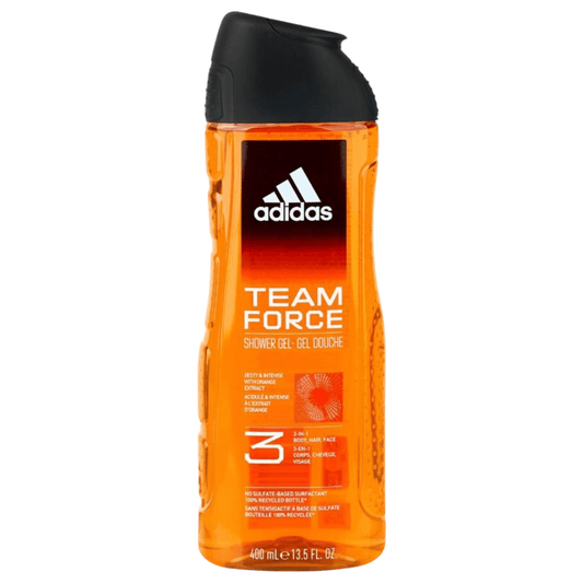 Adidas Team Force Zesty & Intense 3 in 1 Face, Hair & Body Shower Gel, 400ml - Infinite Beauty