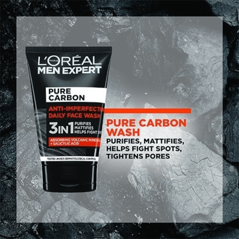 L'Oreal Paris Expert Pure Carbon Anti - Imperfection 3in1 Daily Face Wash 100ml - Infinite Beauty L'Oreal Paris Expert Pure Carbon Anti - Imperfection 3in1 Daily Face Wash 100ml - Infinite Beauty