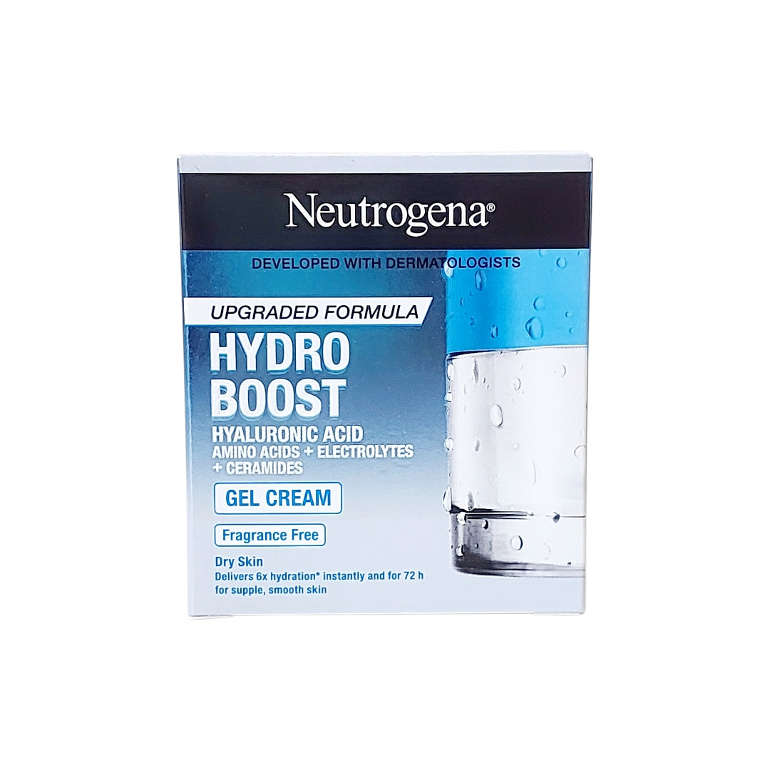 Neutrogena Hydro Boost Gel Cream Upgraded Formula with HyaluroniAcid and Natural Moisturizing Factors (NMF) for 72-hour intense hydration, available at Infinite Beauty Pakistan.