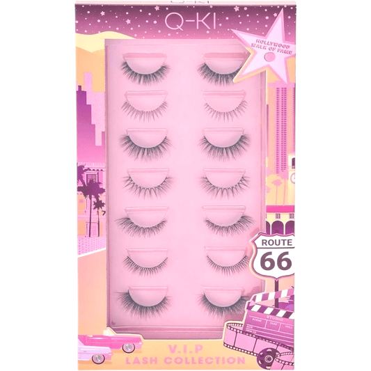 Q - KI V.I.P Lash Collection Route 66 – 7 x Pairs Of Eye Lashes, 1x Eye Glue - Infinite Beauty
