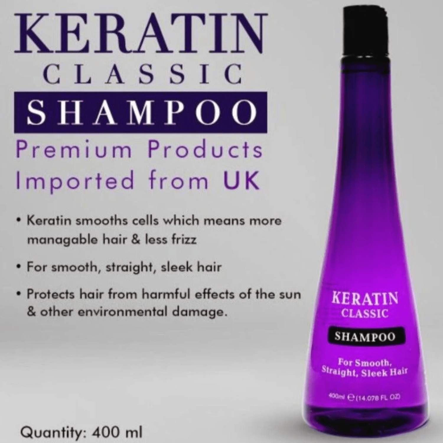 Keratin Classic Smooth Sleek Shampoo 400ml - Infinite Beauty