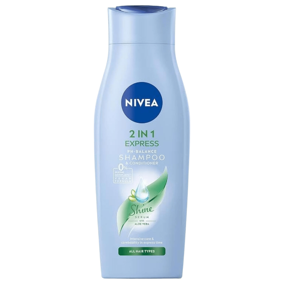 Nivea 2 - in - 1 Care Express Mild Shampoo and Conditioner (400 ml), Intensive Nourishing Shampoo with Aloe Vera, Hair Shampoo for Care in No Time at All - Infinite Beauty