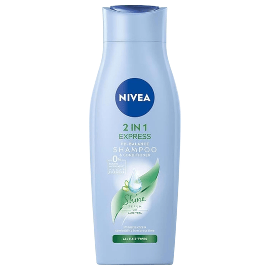 Nivea 2 - in - 1 Care Express Mild Shampoo and Conditioner (400 ml), Intensive Nourishing Shampoo with Aloe Vera, Hair Shampoo for Care in No Time at All - Infinite Beauty