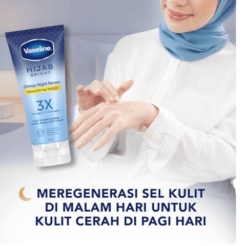 Vaseline Hijab Bright Nourishing Serum Omega Night Renew 180ml - Infinite Beauty Vaseline Hijab Bright Nourishing Serum Omega Night Renew 180ml - Infinite Beauty
