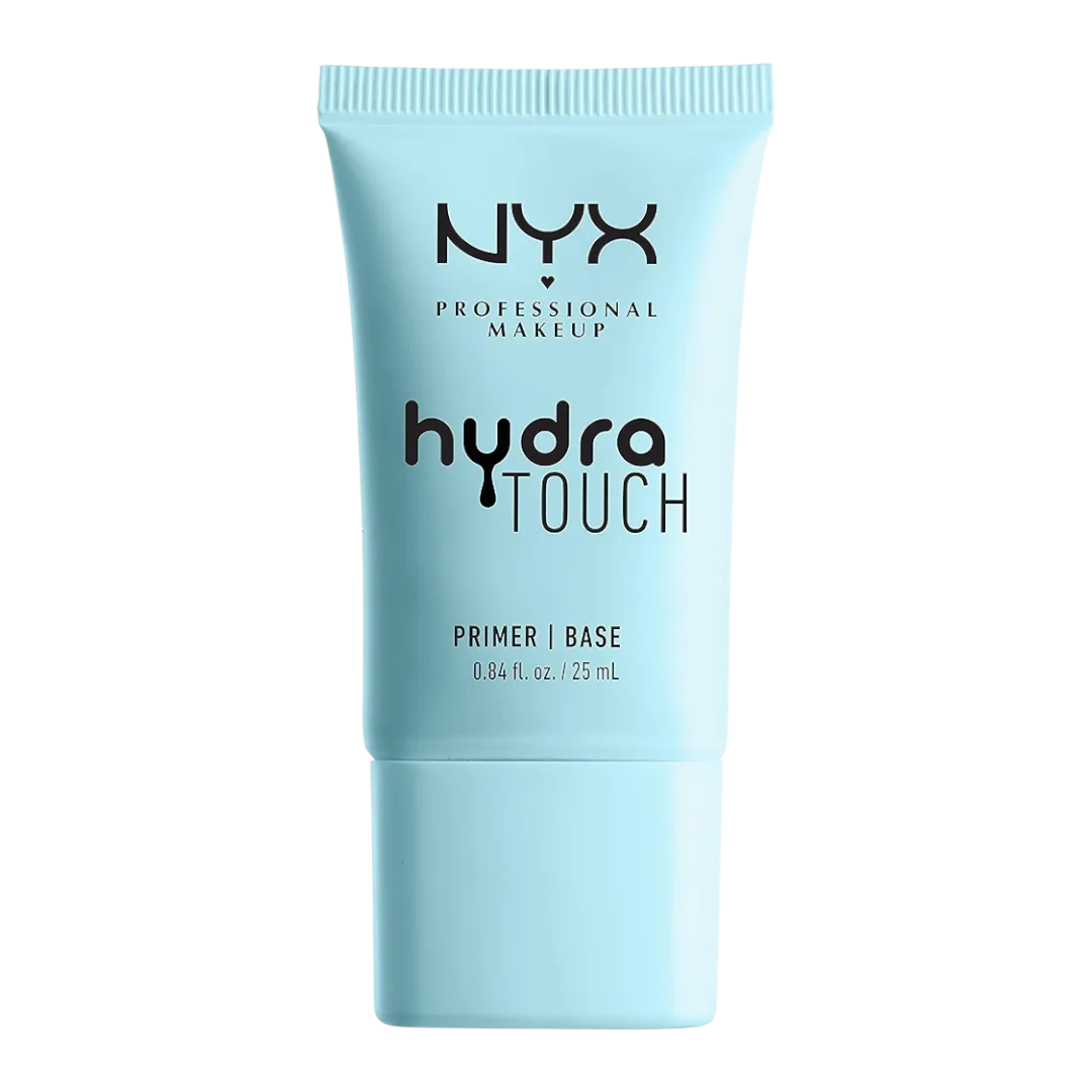 Front view of NYX Professional Makeup Hydra Touch Primer packaging, a moisturizing face base for dry skin.
