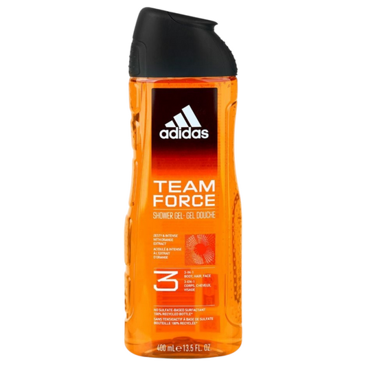 Adidas Team Force Zesty & Intense 3 in 1 Face, Hair & Body Shower Gel, 400ml
