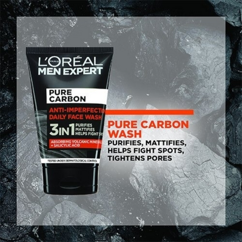 L'Oreal Paris Expert Pure Carbon Anti-Imperfection 3in1 Daily Face Wash 100ml