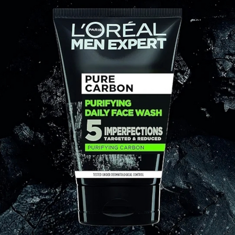 L'Oreal Paris Men Expert Face Wash Pure Charcoal, Glycerin, and Salicylic acid - Blackhead Cleanser for Men, 100 ml