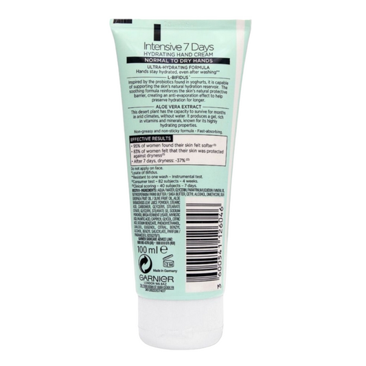 Garnier Hand Intensive 7 Days Hydrating Hand Cream Aloe Vera, Normal To Dry Hands, 100ml