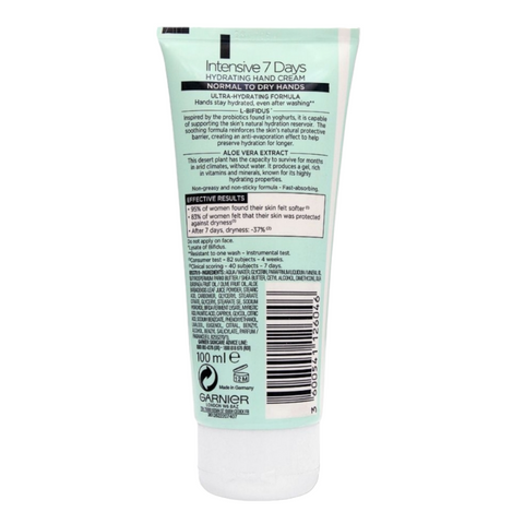 Garnier Hand Intensive 7 Days Hydrating Hand Cream Aloe Vera, Normal To Dry Hands, 100ml