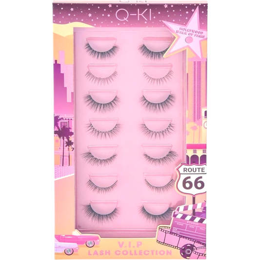 Q-KI V.I.P Lash Collection Route 66 – 7 x Pairs Of Eye Lashes, 1x Eye Glue