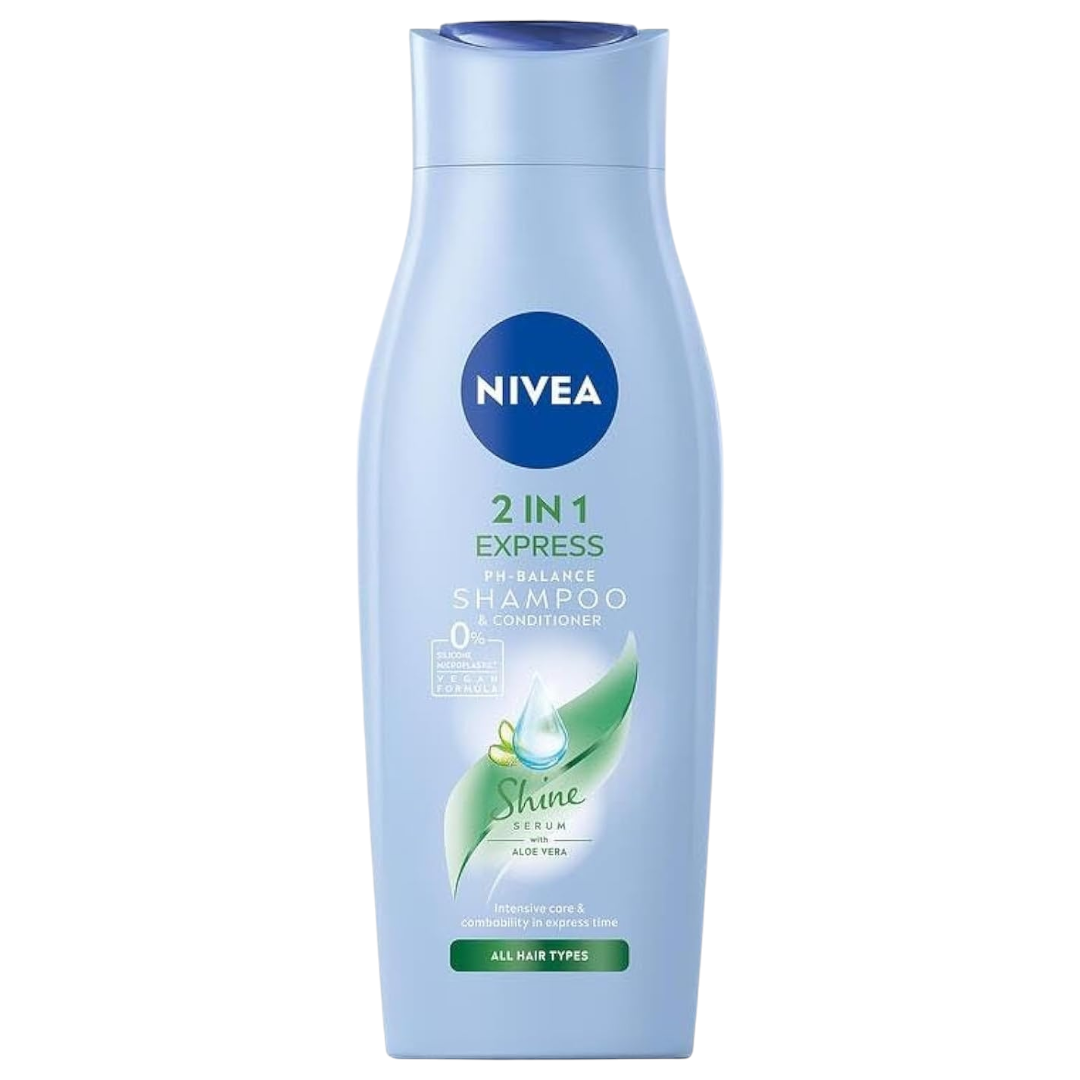 Nivea 2-in-1 Care Express Mild Shampoo and Conditioner (400 ml), Intensive Nourishing Shampoo with Aloe Vera, Hair Shampoo for Care in No Time at All