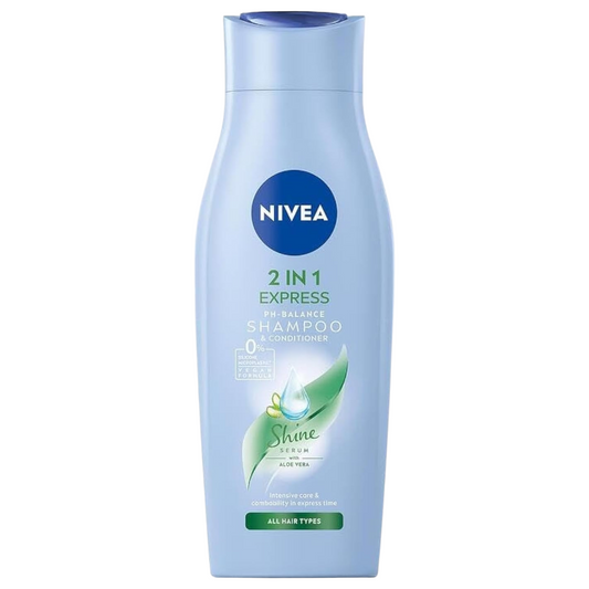 Nivea 2-in-1 Care Express Mild Shampoo and Conditioner (400 ml), Intensive Nourishing Shampoo with Aloe Vera, Hair Shampoo for Care in No Time at All