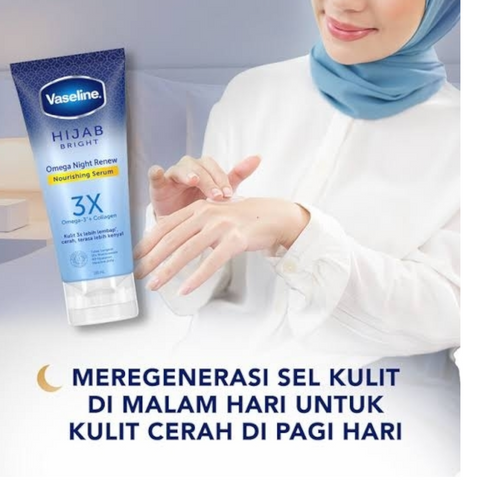 Vaseline Hijab Bright Nourishing Serum Omega Night Renew 180ml