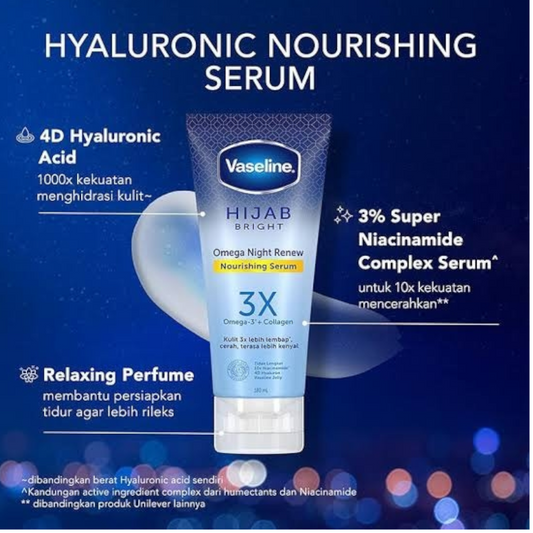 Vaseline Hijab Bright Nourishing Serum Omega Night Renew 180ml