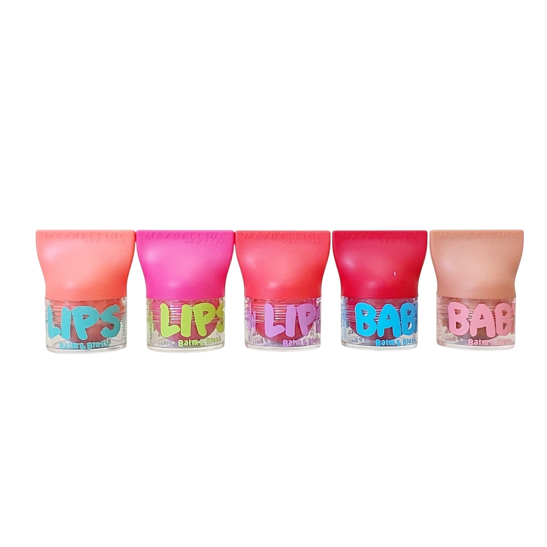 Maybelline Baby Lips Balm and Blush collection showing various shades