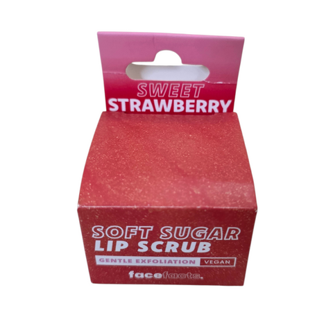 Face Facts Soft Sugar Lip Scrub Sweet Strawberry flavor.